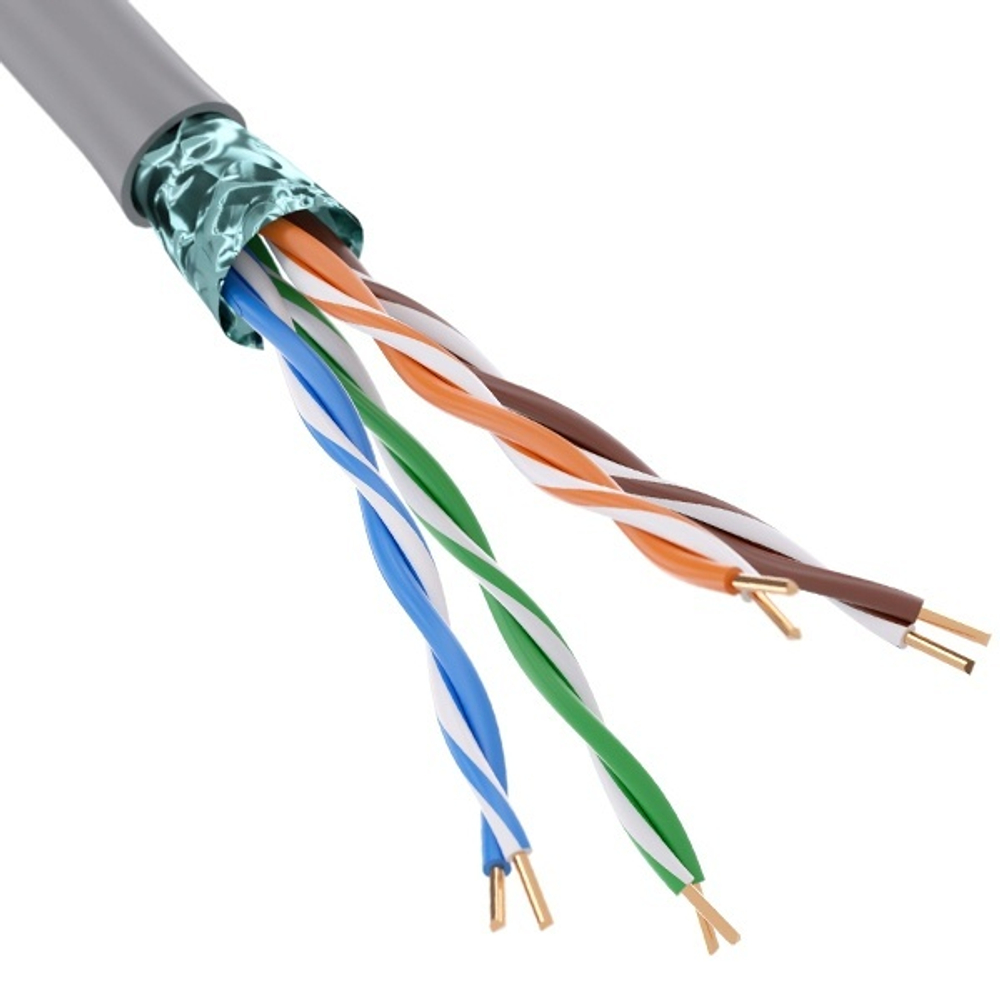 Кабель витая пара экранированный F/UTP 4х2х24AWG нг(А)-HF cat 5e серый [305м] DKC (провод для интернета) RN5EFUK01GY