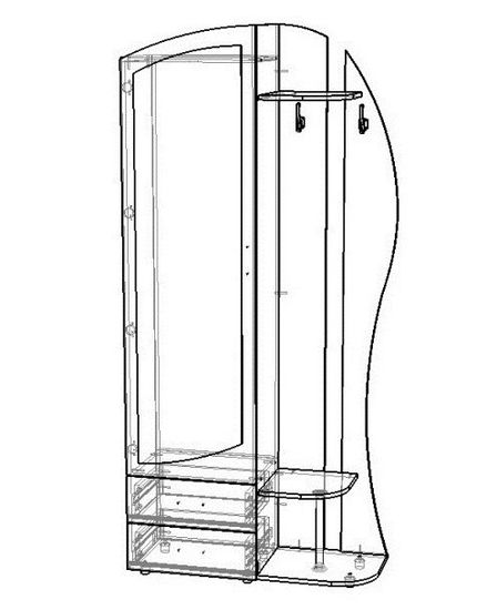 Прихожая БАТИС-3 с зеркалом левая