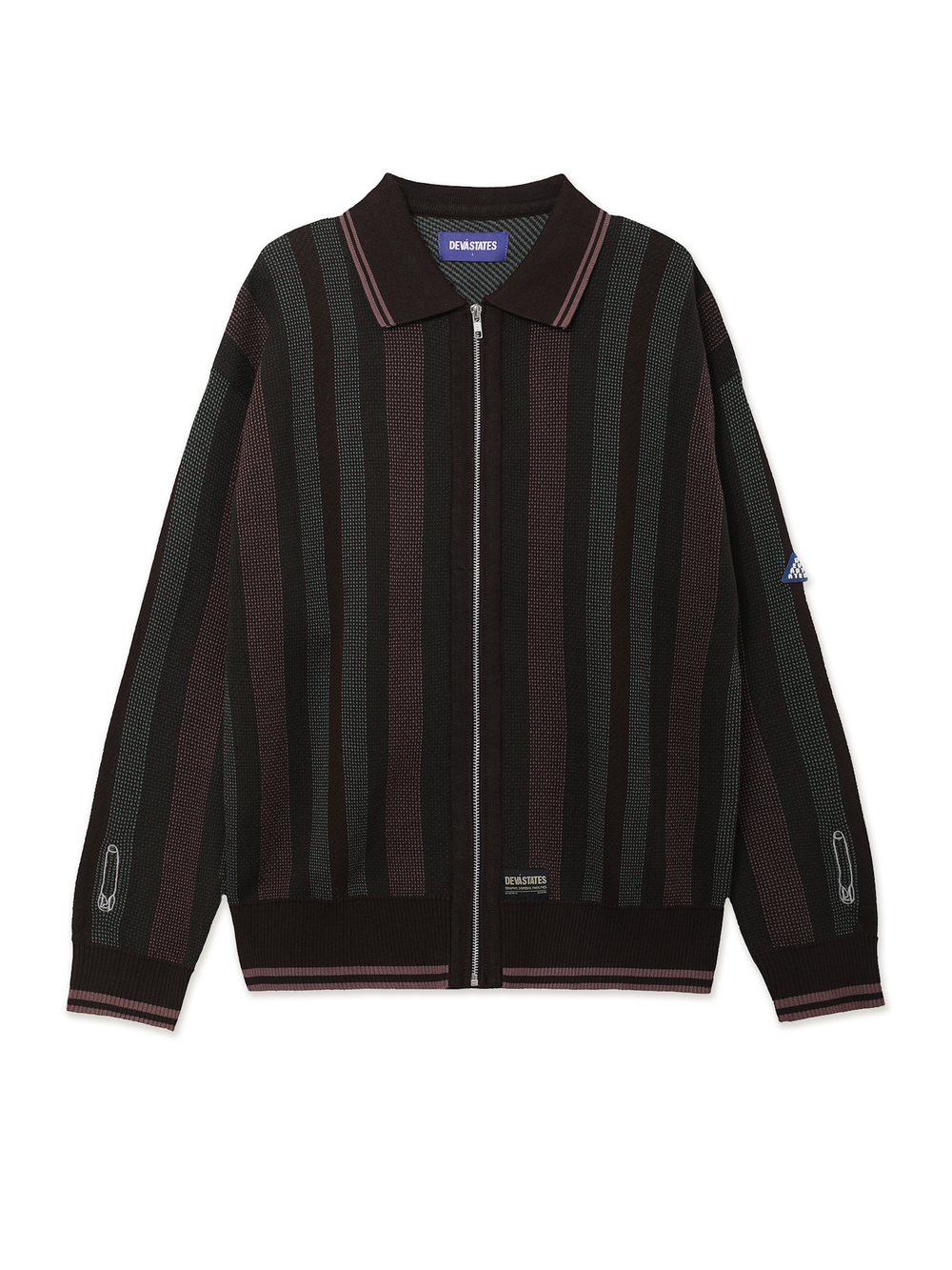 Мужской Свитер-поло Zip-up Striped