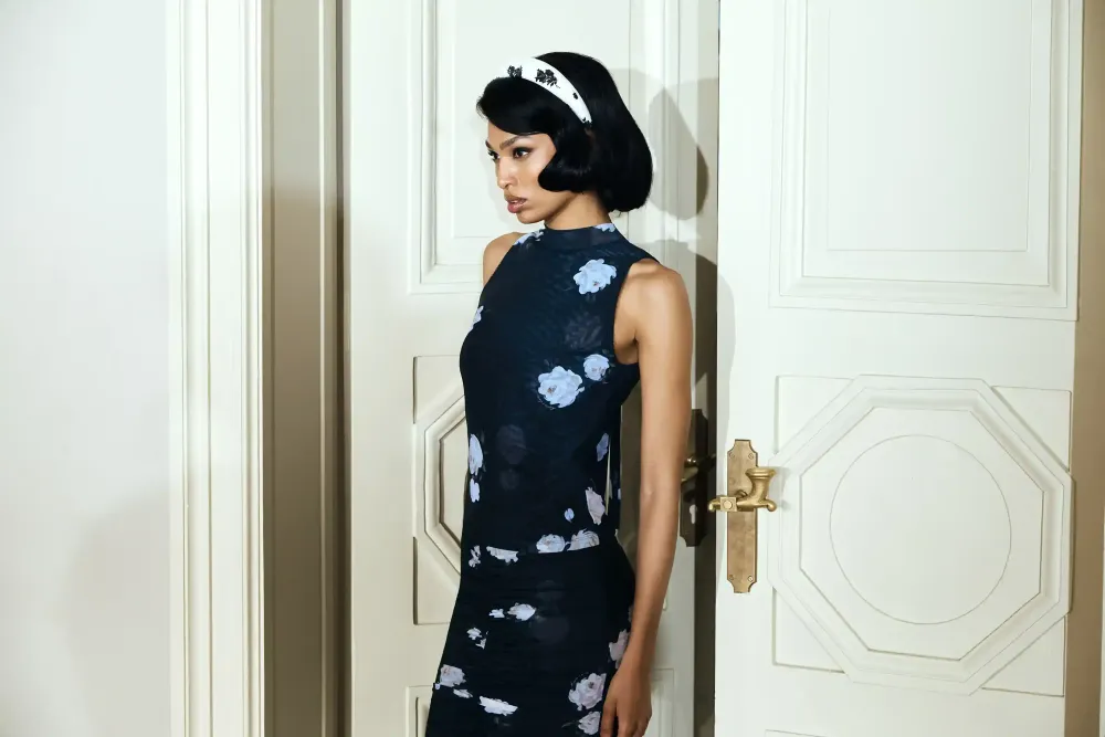 Terry, топ из черной сетки с цветочным принтом