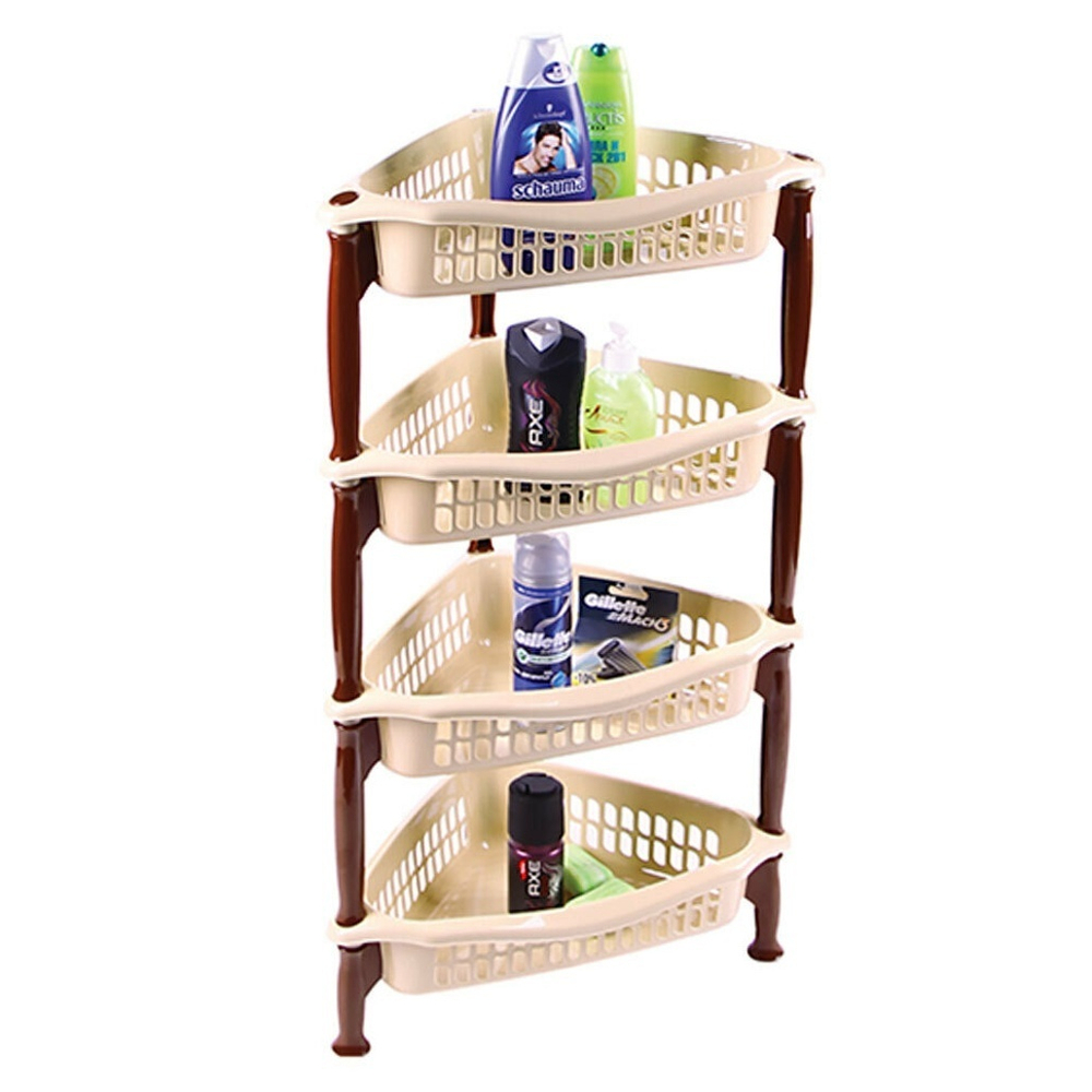 Этажерка угловая 4-х секционная, цвет молочный