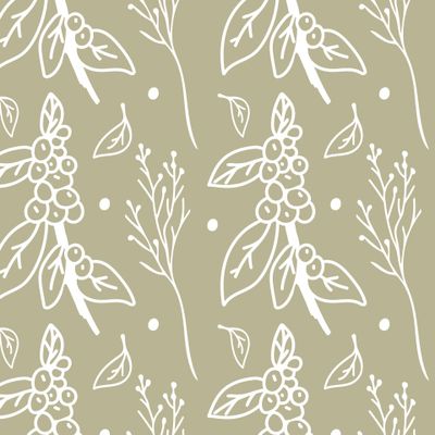 Бесшовный принт c зимней ботаникой