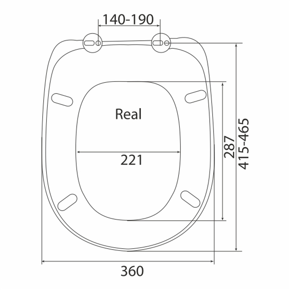 Сиденье для унитаза REAL A дюропласт с универ.метал.креп(Волга,Бореаль,Сенатор,Capri,Prima)