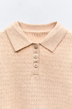 ZARA АЖУРНЫЙ СВИТЕР, БЕЖЕВЫЙ С МЕЛАНЖЕВЫМ ЭФФЕКТОМ