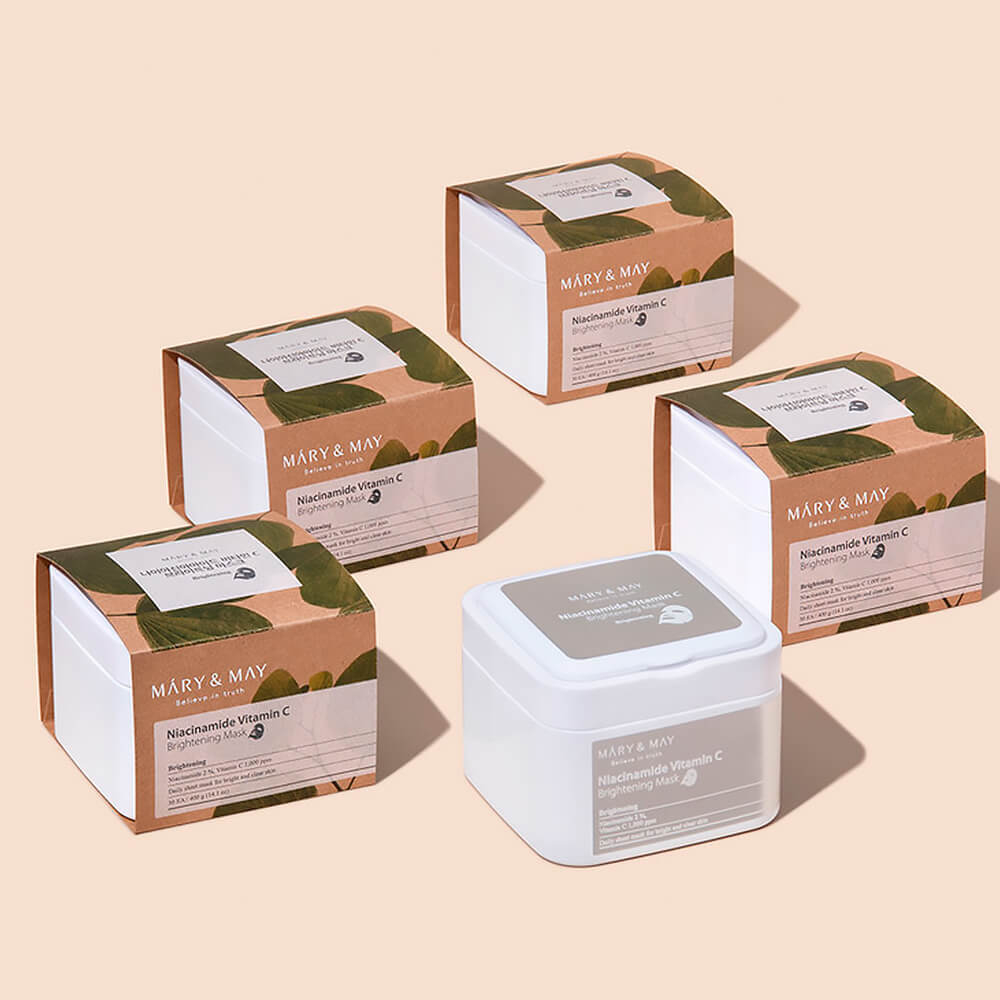 Набор осветляющих масок с ниацинамидом и витамином C Mary&May Niacinamide Vitamin C Brightening Mask Срок ноябрь 2025