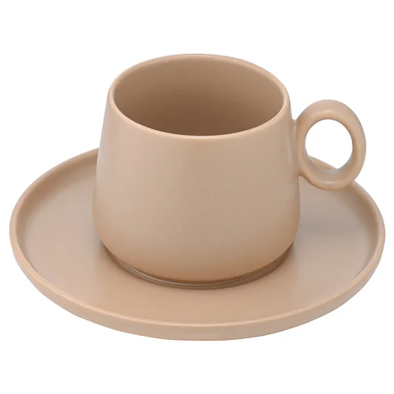 Набор из двух чайных пар бежевого цвета из коллекции essential, 250 мл