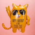 BT Шар фигура КОТ Классный кот Happy birthday cool cat 33"/83 8 см (БГ-32)