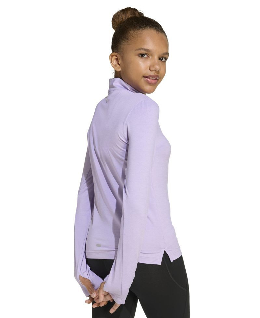 Футболка для девочки Adidas Girls Training Zip Longsleeve - white/powdered plum