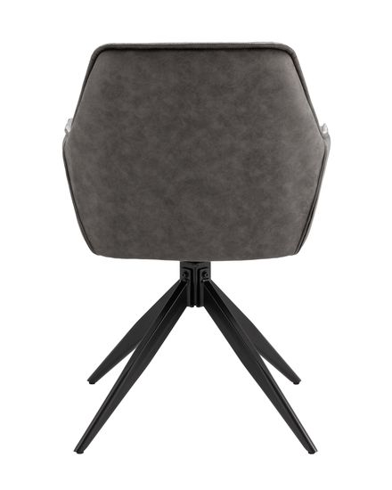 Стул мягкий обеденный с подлокотниками Helm серый спинка экокожа