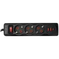 Сетевой фильтр с предохранителем и заземлением, 6 розетки + 5 USB / 1 TYPE-C быстрая зарядка 20 W, кабель 2м