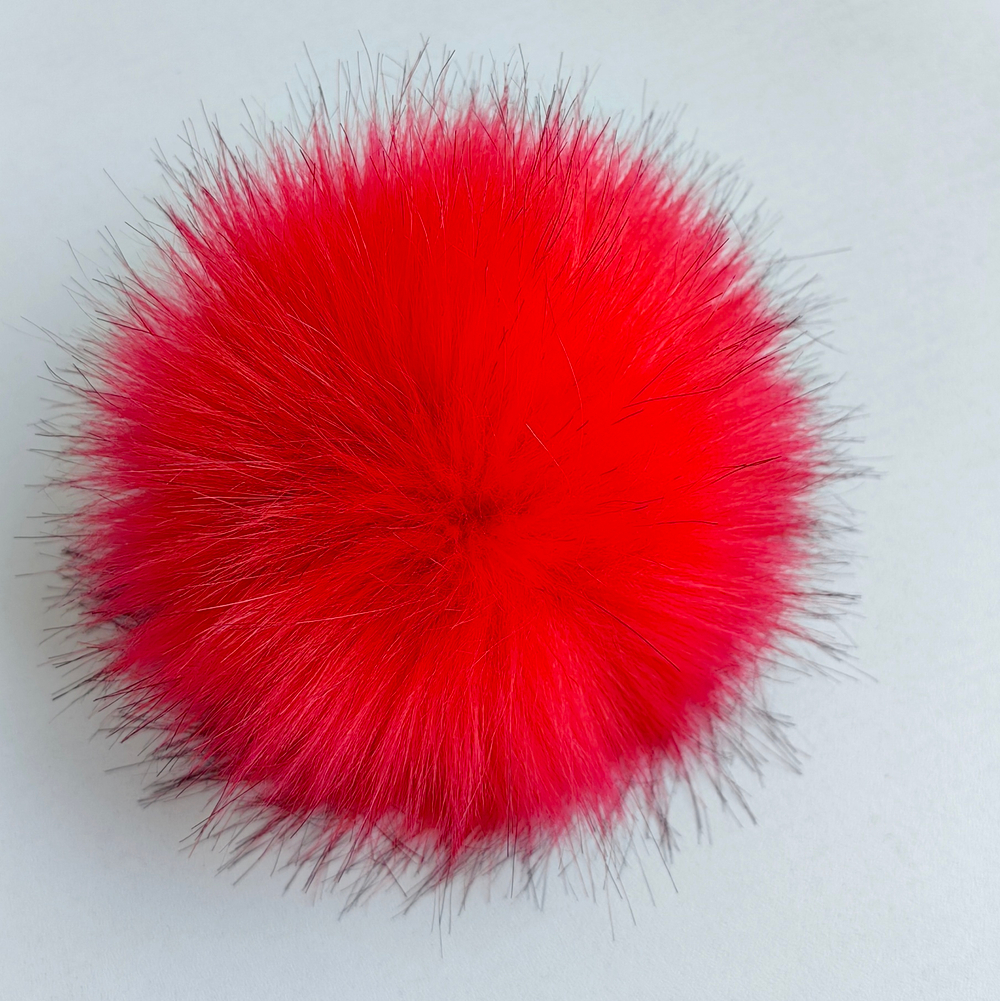 Помпон из искусственного меха "Пепельно-красный" d=13 см
