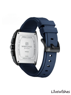 Часы наручные кварцевые NAVIFORCE на силиконовом ремешке, черный/синий W8830-02