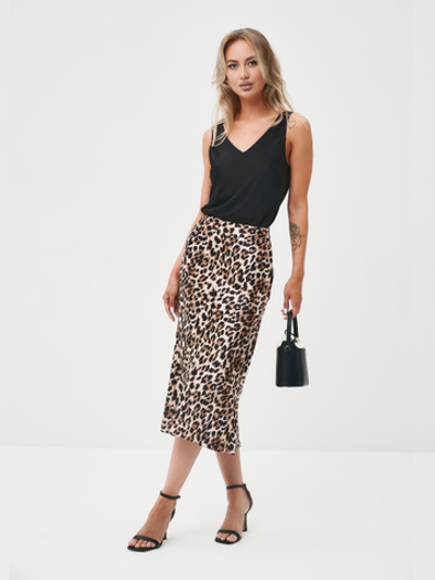 Юбка миди из вискозы Leopard