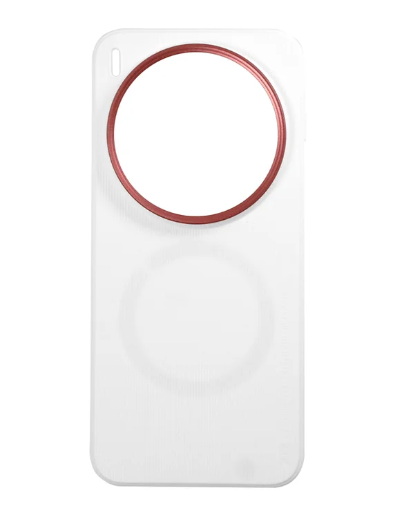 Защитный чехол для Vivo X300 c MagSafe белый с красным кольцом (White-Red)