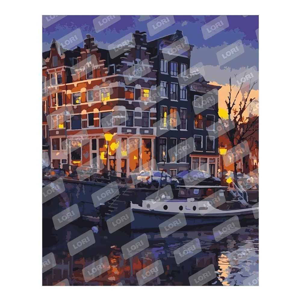 Картина по номерам 40*50см "Вечерний Амстердам" (Lori)