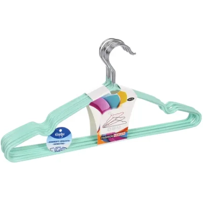 Плечики металлические нескользящие с полимерным покрытием 10шт «ТАРТИТАН», цвет мятный, 40см (Селфи)