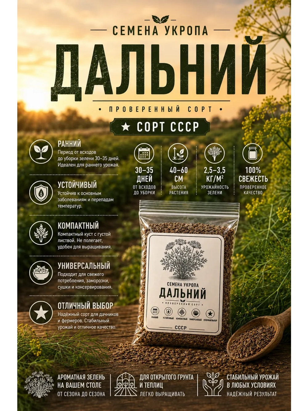 Семена укропа для дачи и огорода