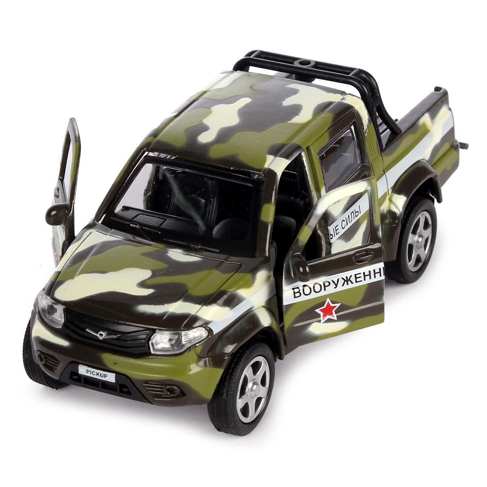 Модель ин. мет. "Uaz Pickup. Военный" 12см. открыв. двери, багаж. PICKUP-MIL (Технопарк)