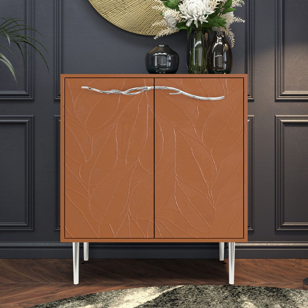 Комод Арт Колор leaves Стайл Сильвер с 2 полками Томленый оранжевый
