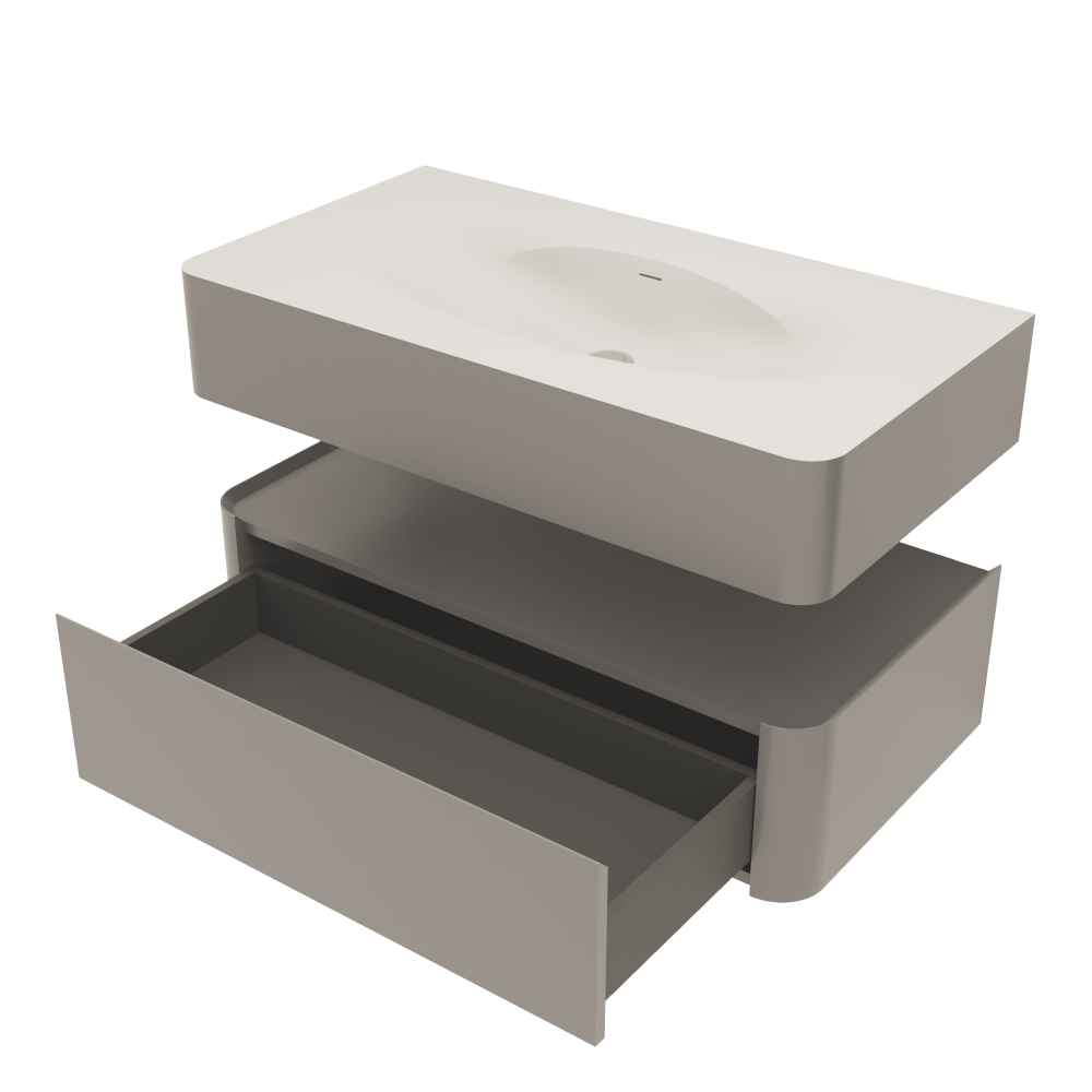 Тумба под раковину Vincea Caprise 1000 подвесная, 1 выкатной ящик soft close, светло-серый матовый
