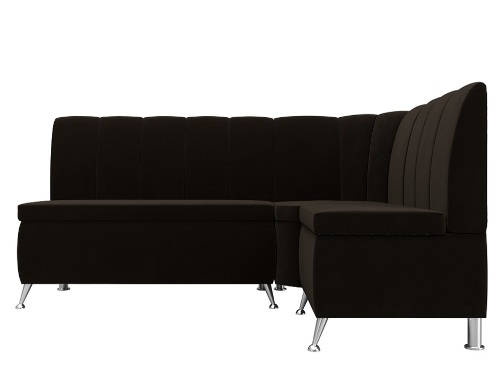 Диван кухонный угловой Кантри правый угол, Коричневый, Микровельвет, 29448