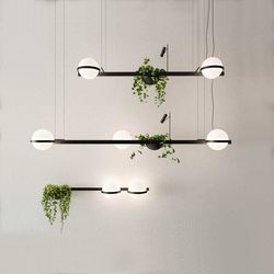 Реечный подвесной светильник PALMA Wall lamp 2 шара + 1 вазон горизонтальная