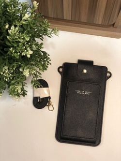 Мини-сумка из искусственной кожи для телефона и мелочей, черная