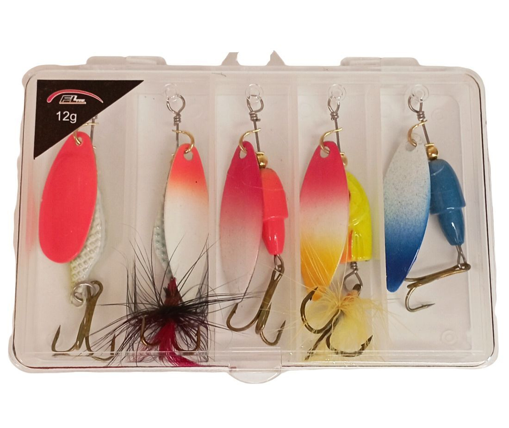 Набор блесен вращающихся JIN TAI 5 шт вес: 12 гр в кейсе