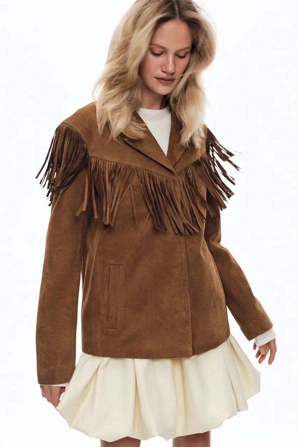 Жакет из замши c бахромой ((This is Texas)), кэмел
