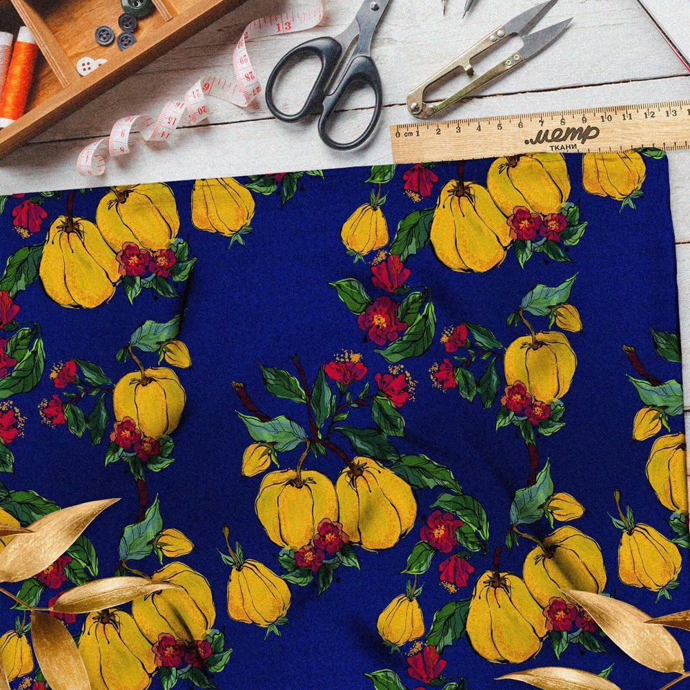 Ткань дюспо айва спелая с листьями