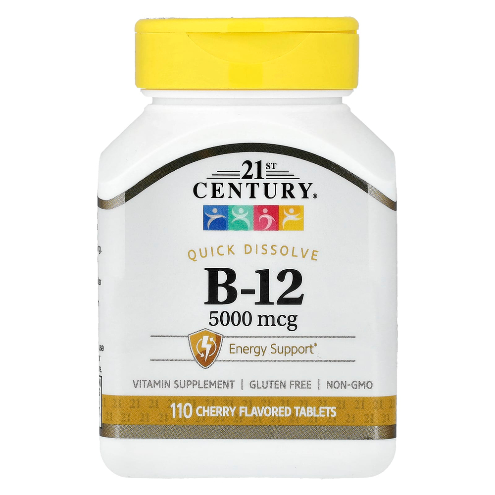21st Century, Витамин B12, вишня, 5000 мкг, 110 сублингвальных таблеток