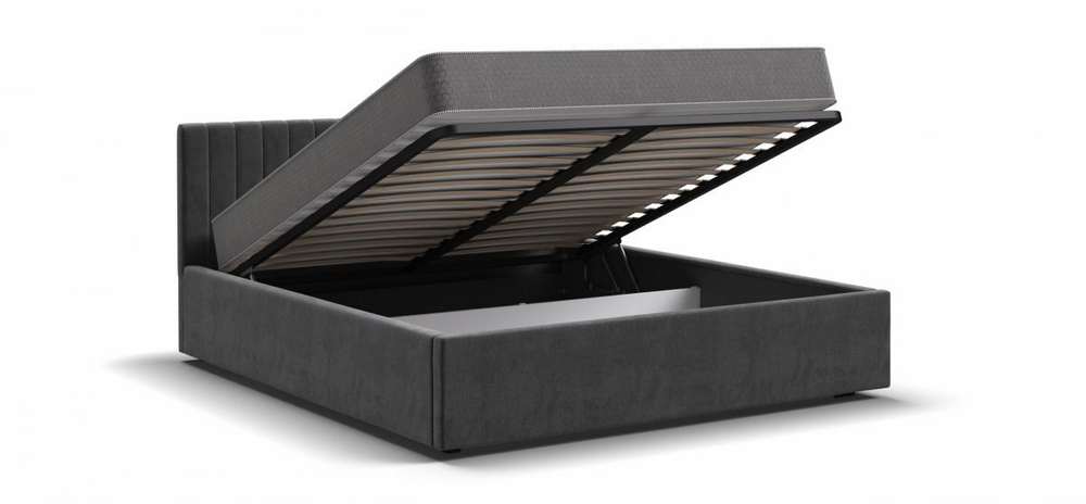 Ронда Кровать+ПМ 160 Велюр Монолит серая