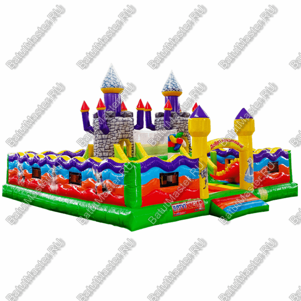 Надувной батут "Средневековье" 8*8*5 м, с цветным полом и стенами
