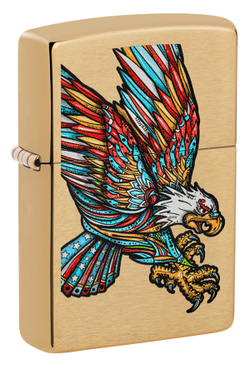 Легендарная классическая американская бензиновая широкая зажигалка ZIPPO Tatto Eagle Design 49667 в подарочной коробке