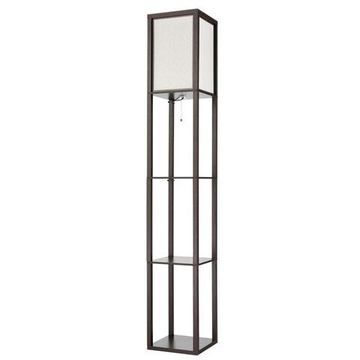 8090/1F COMFI LN25 361 кофейный/белый, дерево/текстиль Торшер Е27 1*60W 220V PRACTIC