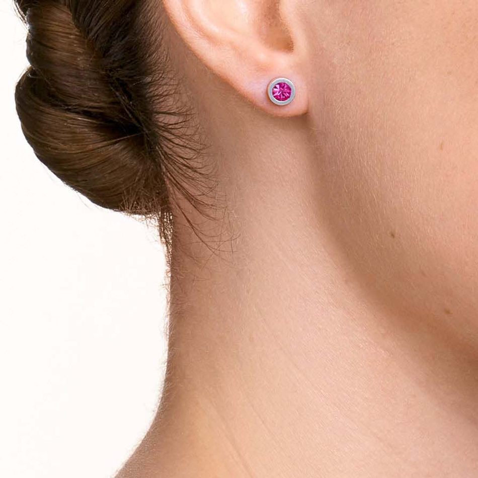 Серьги-пусеты Coeur de Lion Silver Pink 0228/21-0417 цвет розовый, серебряный