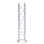 Прозрачный стеклянный фаллос с массажным рельефом 10  Extra Large Glass Dildo - 25,5 см.