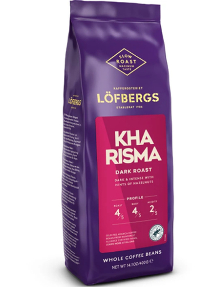 Кофе в зёрнах Lofbergs Kharisma №4 400 г, 100% арабика, Темный обжаренный и вкусный кофе с сильным ароматом
