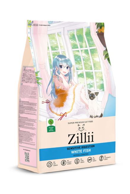 Сухой корм для взрослых кошек с чувствительным пищеварением 400г Белая Рыба ZILLII