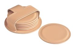 набор из костеров кожаных цвет натуральный