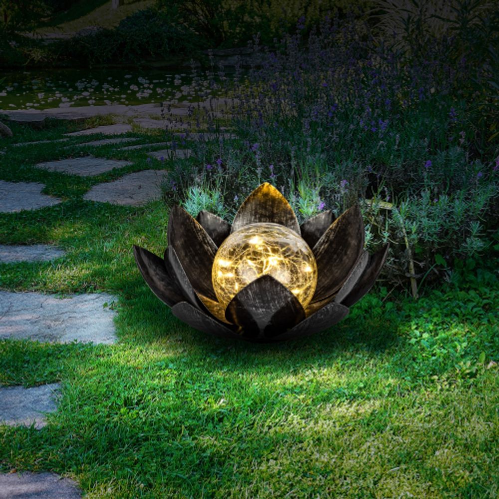 Светильник уличный ЭРА ERASF22-52 на солнечной батарее садовый Лотос 2 в 1 стекло кракле 20LED