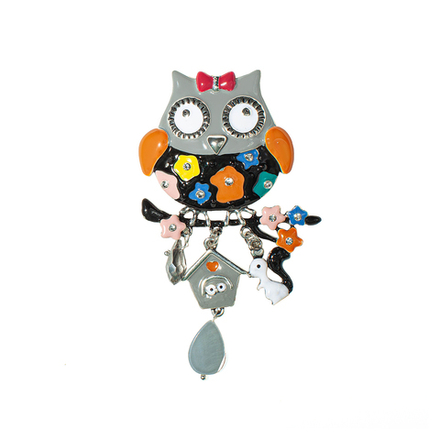 Брошь Shadore Сова с домиком XZ5500.2 BW/S