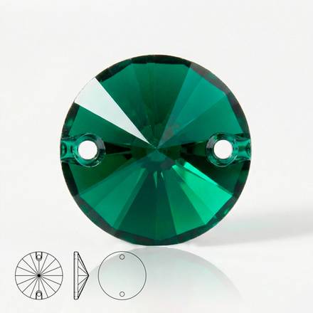 Стразы пришивные из стекла, цвет Emerald, форма Rivoli