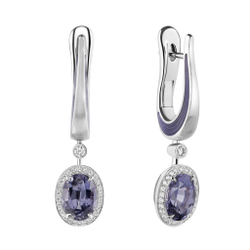 Серьги с Шпинелью и Бриллиантами, Эмаль, E0143-02/2