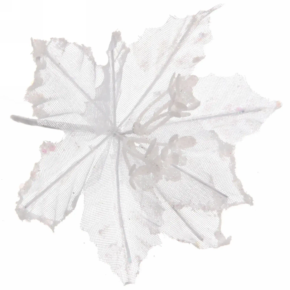 Украшение новогоднее «Пуансеттия-Вуаль» 15 см, Белый