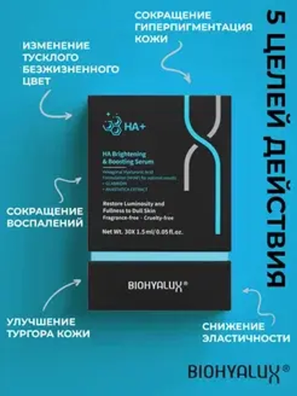 Сыворотка осветляющая и стимулирующая для лица | BIOHYALUX НА Brightening&Boosting Serum 30х1,5 мл