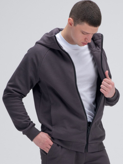 Костюм мужской спортивный на молнии (с начесом). Графит