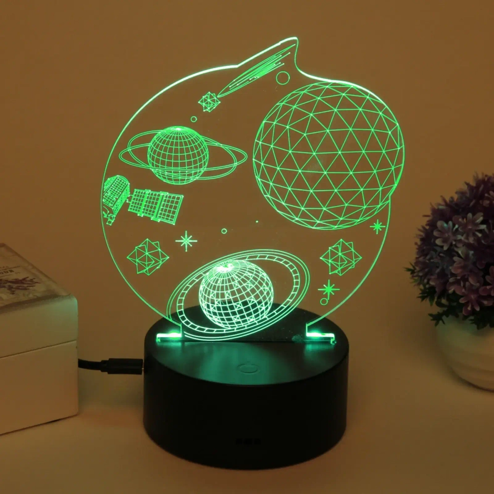 Светильник ночник «3D-Космос» на пластиковой подставке, с включателем USB