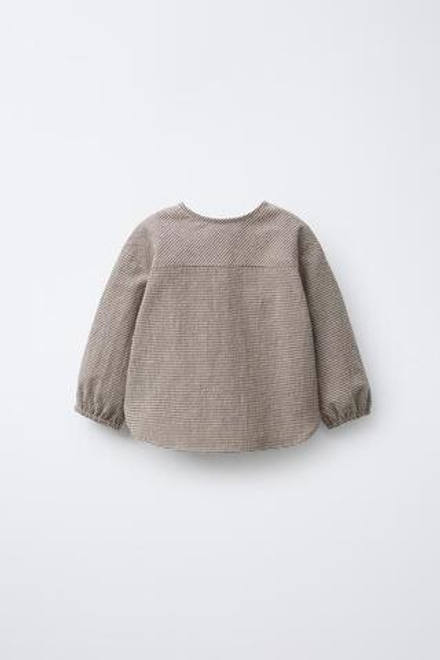 ZARA РУБАШКА В КЛЕТКУ ВИШИ, ЧЕРНЫЙ/ЭКРЮ