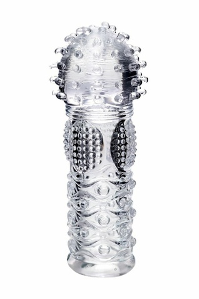 Прозрачная рельефная насадка на палец Hicks - 8,5 см. (Цвет: прозрачный)